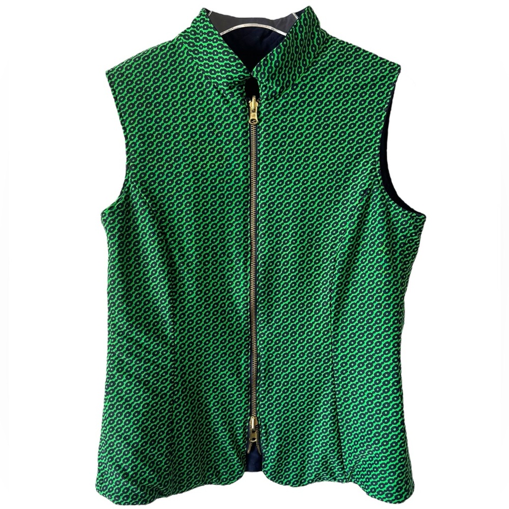 JUDE CONNALLY REVERSIBLE GREEN NAVY BLUE FULL ZIP VEST SZ M